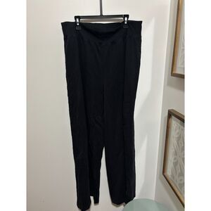 Aerie Offline High Rise OG Wide Leg Pants Black L Short Athleisure Clean Girl